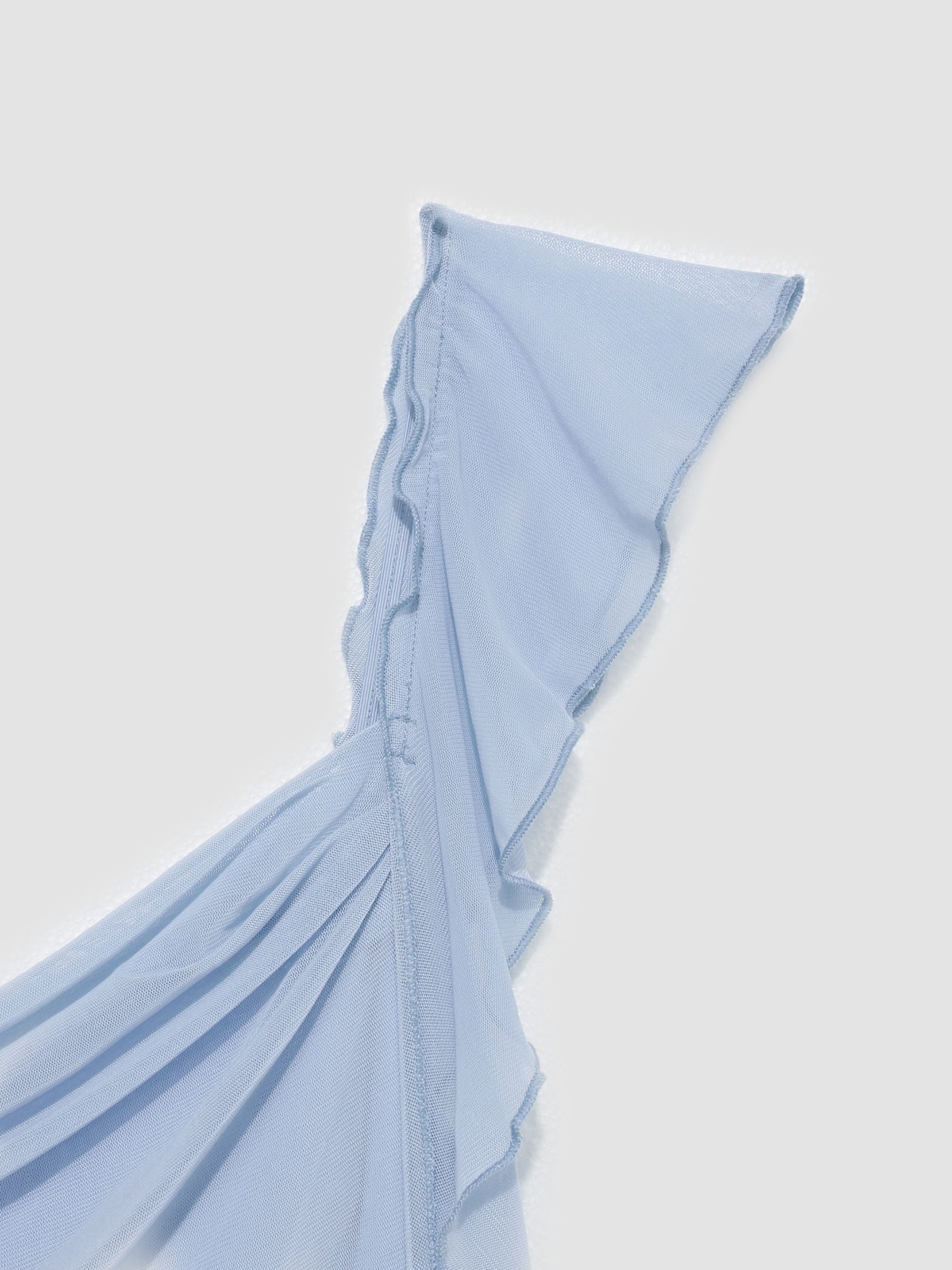 Mesh Ruffle Hem Maxi Dress Blue