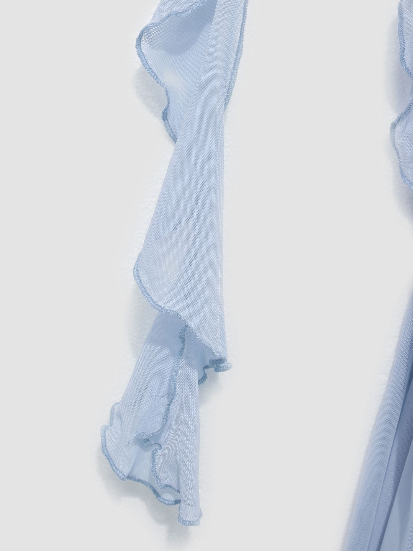 Mesh Ruffle Hem Maxi Dress Blue