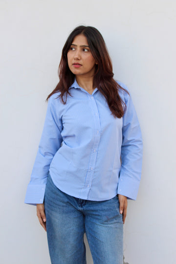 Darla Striped Shirt - Pearly Sky
