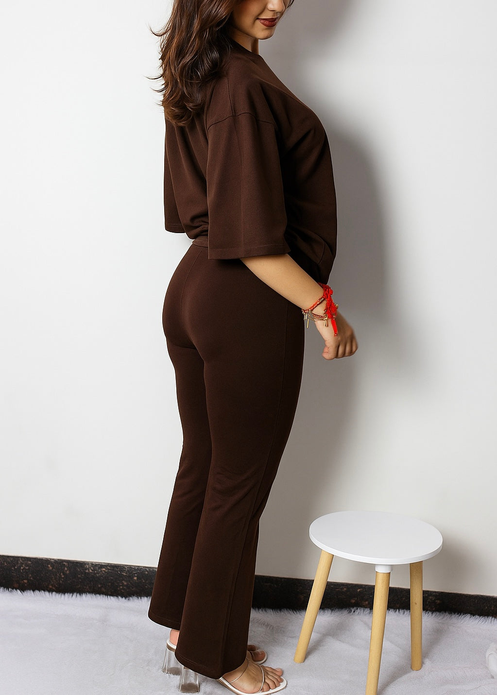 7MNST Cozy Chic Long Pant Set Brown