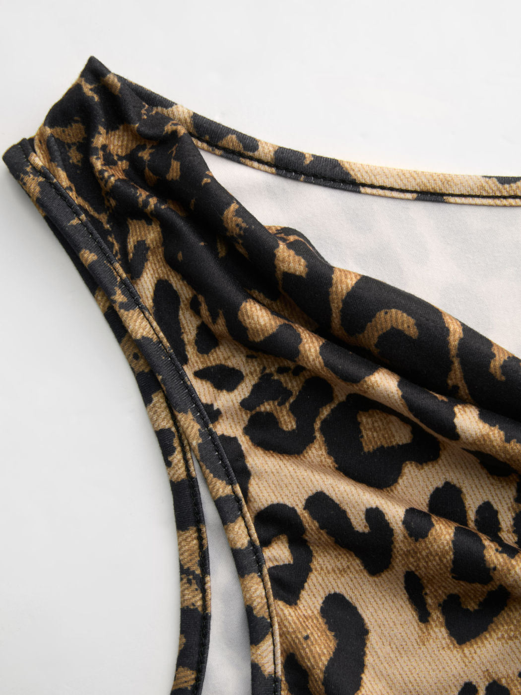 Asymmetrical Neck Leopard Crop Tank Top