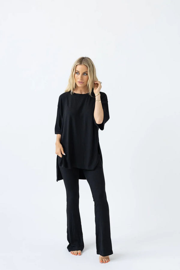 7MNST Cozy Chic Long Pant Set Black