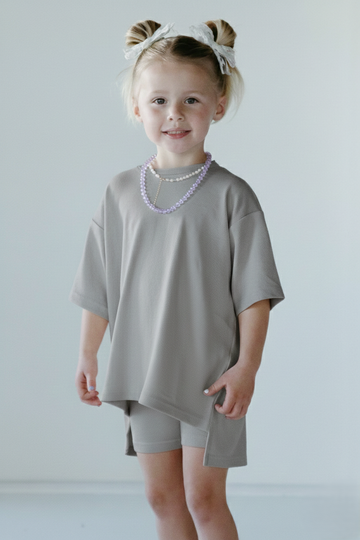 KIDS 7MNST Cozy Chic Long Set Light Grey