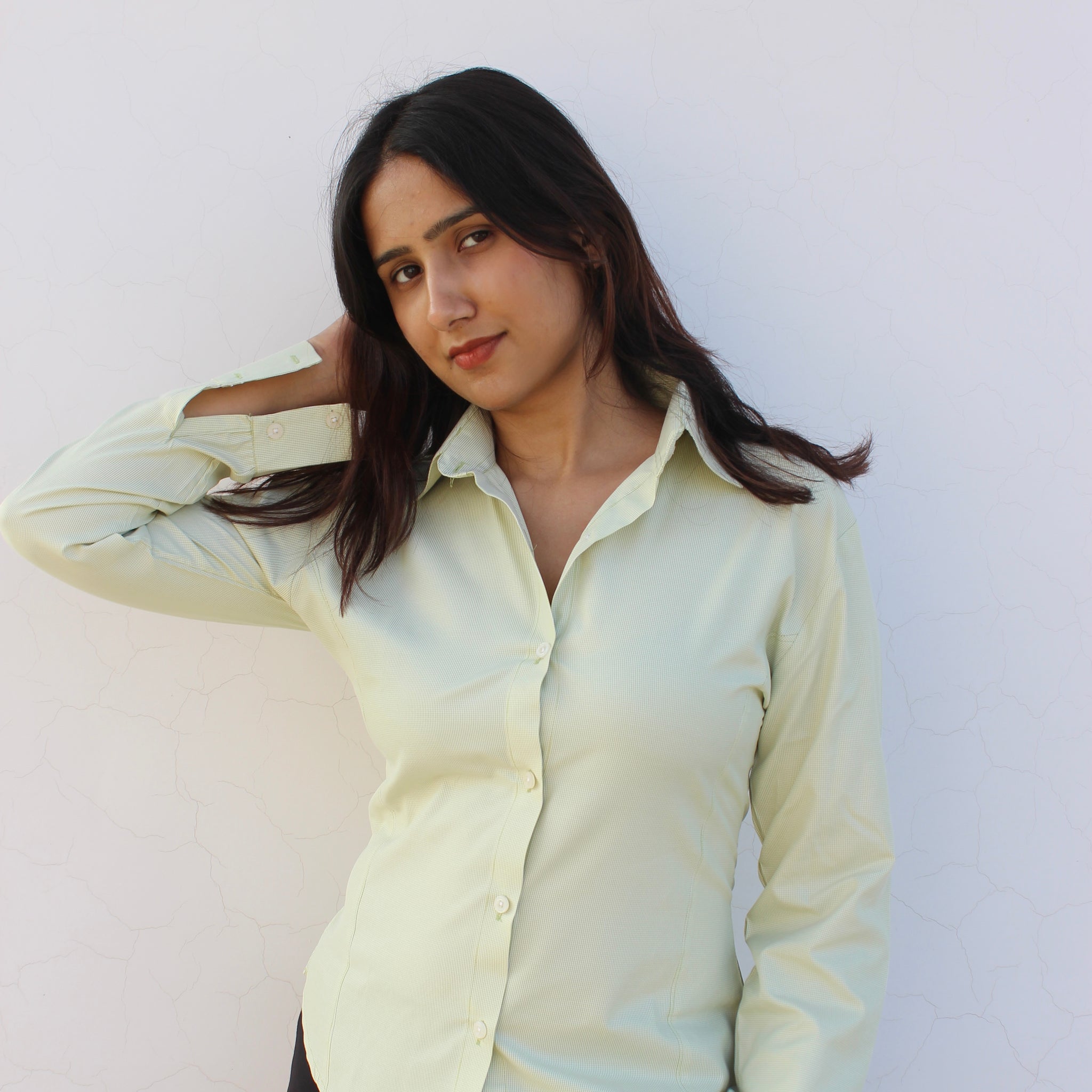 Evonne Corset shirt- Checkered Green { Drawstring }