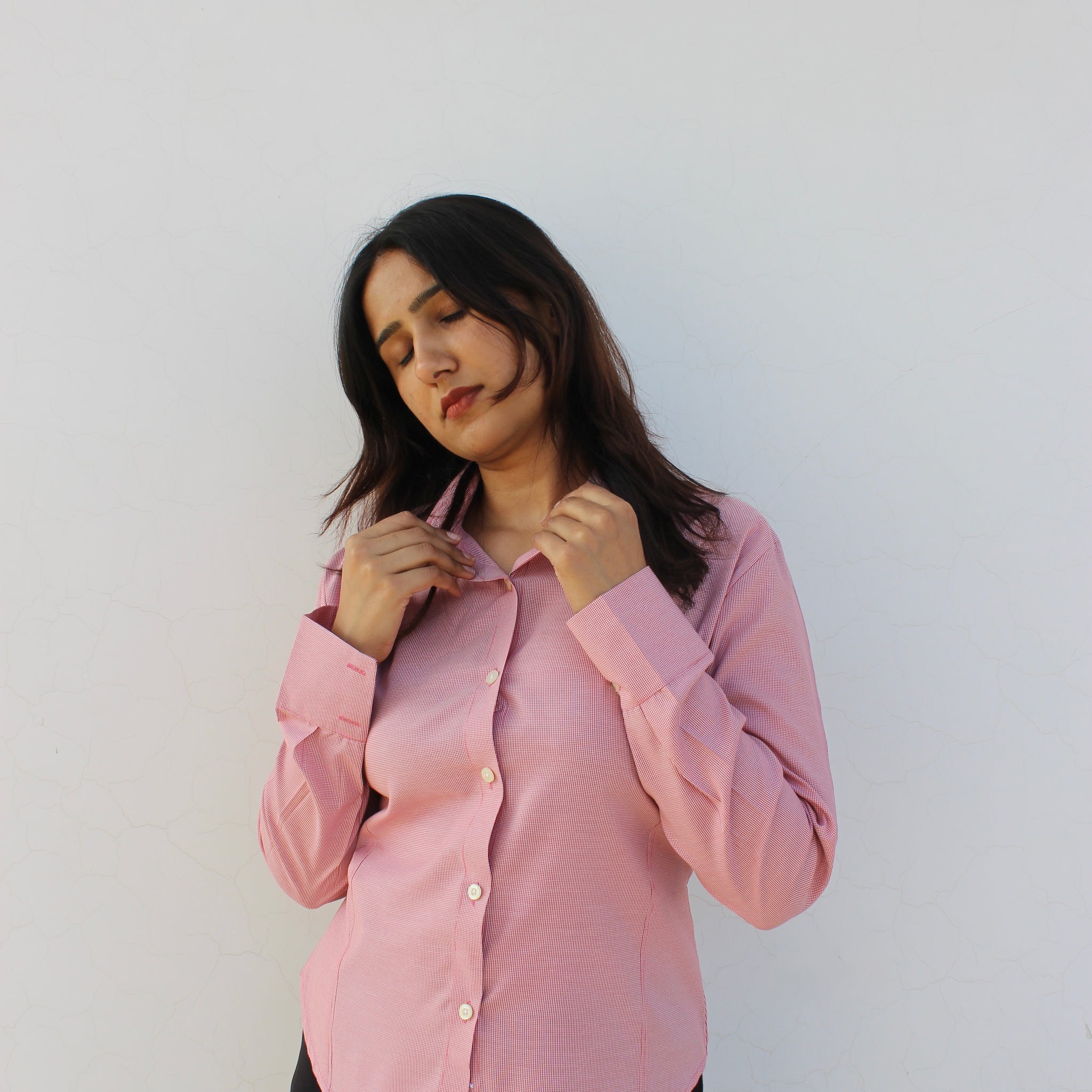 Evonne Corset shirt- Striped Red { Drawstring }