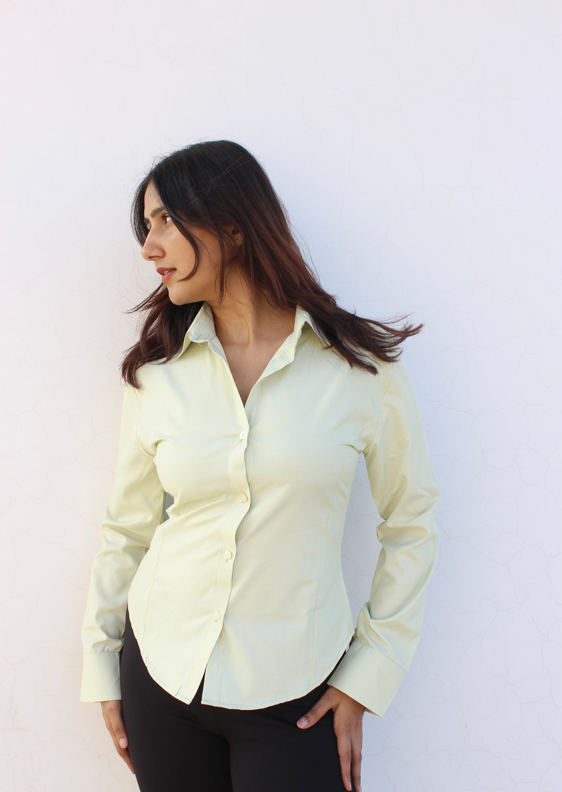 Evonne Corset shirt- Checkered Green { Drawstring }