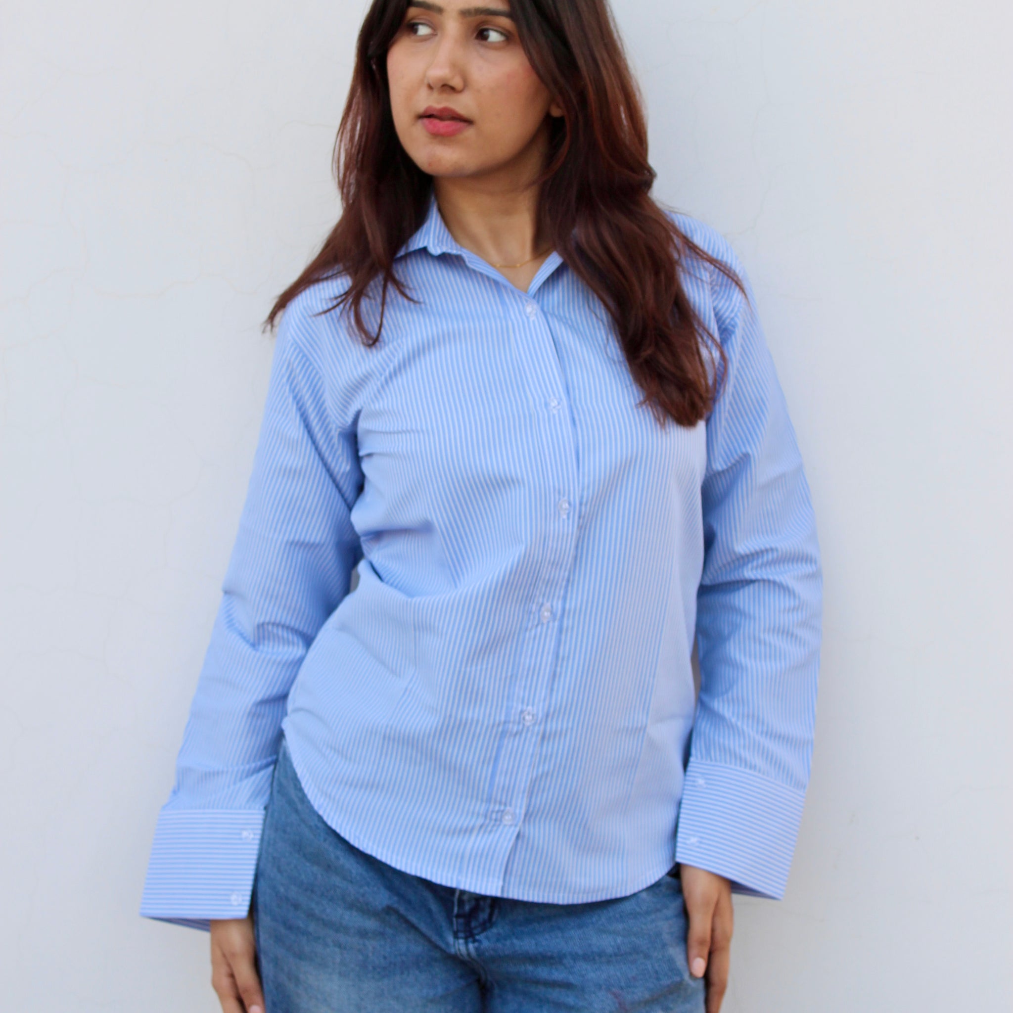 Darla Striped Shirt - Pearly Sky