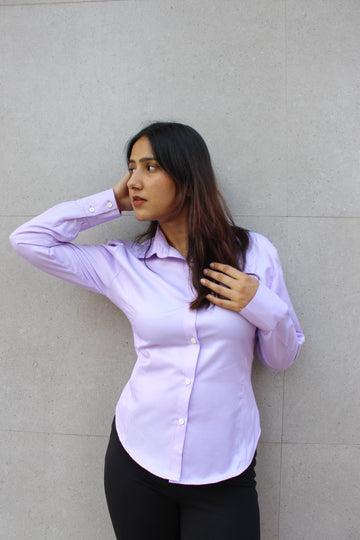 Evonne Corset shirt- Purple striped { Drawstring }
