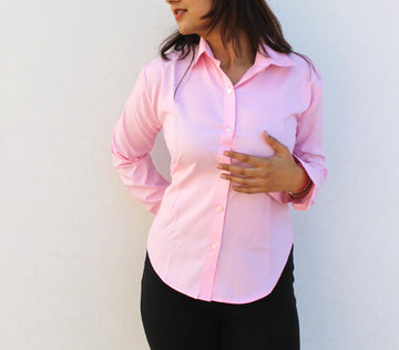 Evonne Corset Shirt - Checkered pink { Belted }