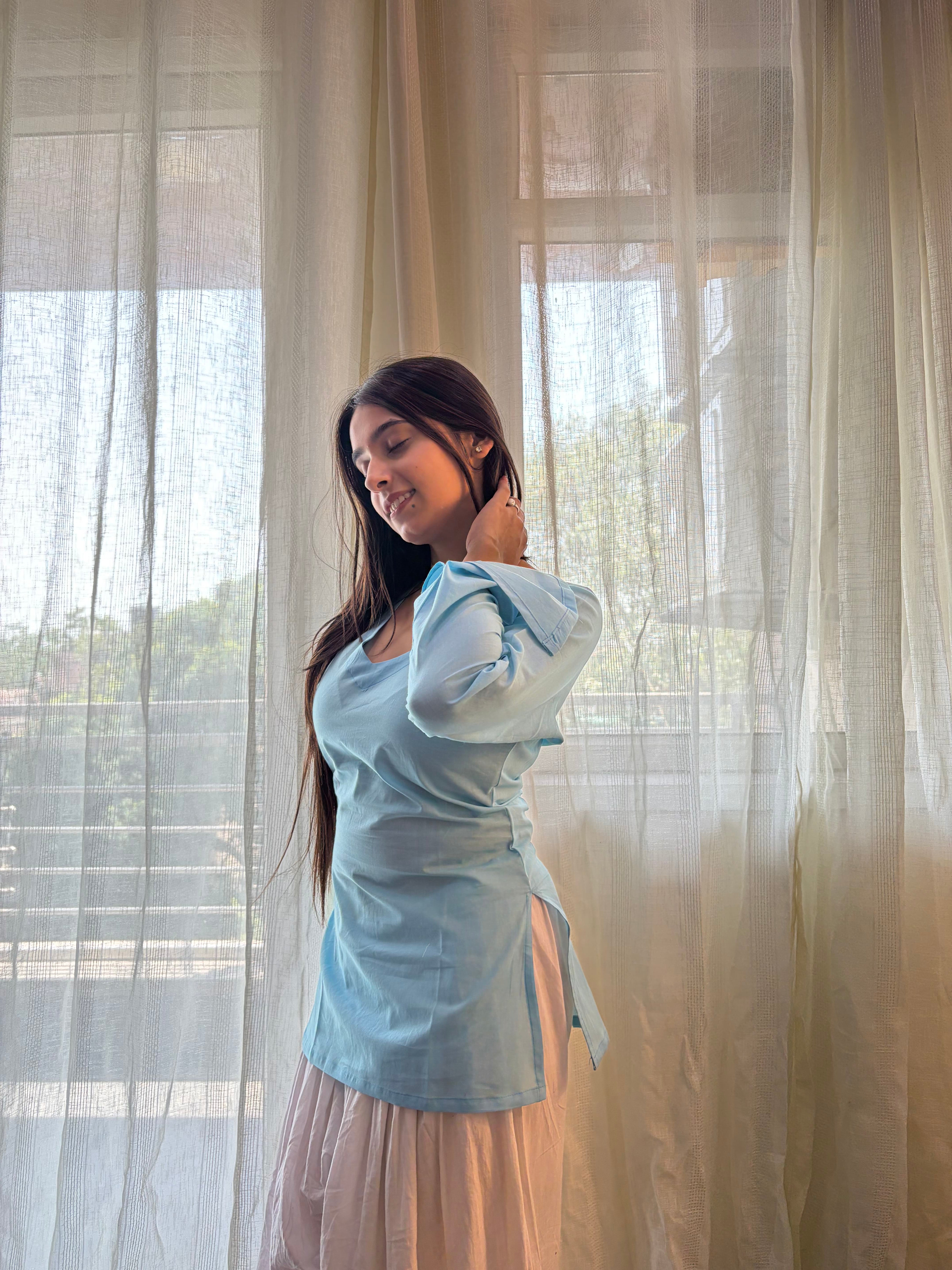 Meher Short Kurti ( Ice Blue )
