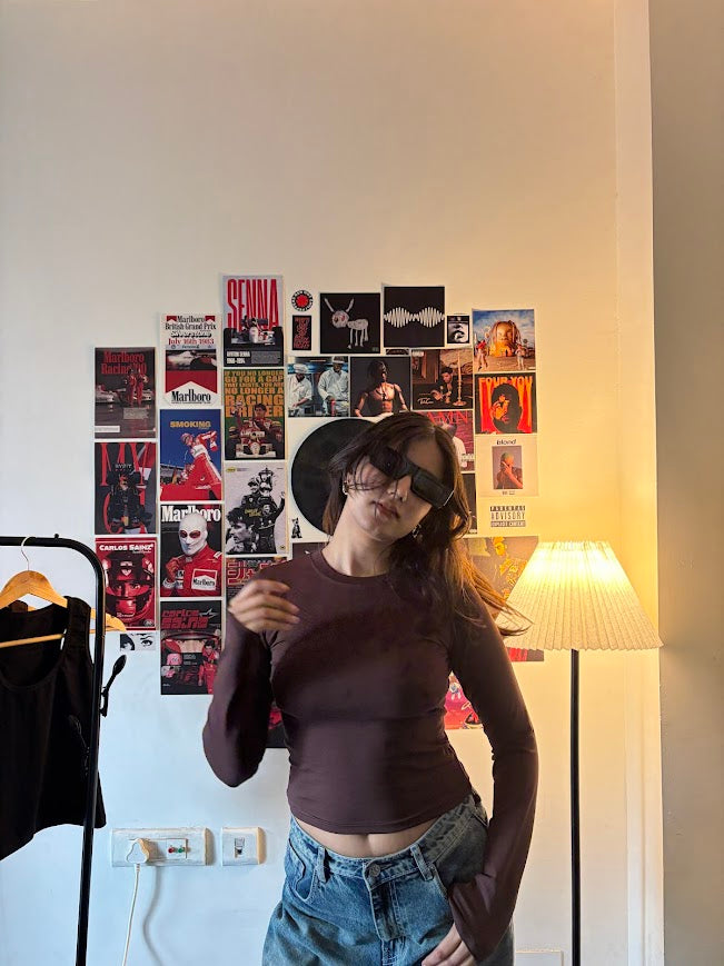 Round Neck full sleeve Top Brown