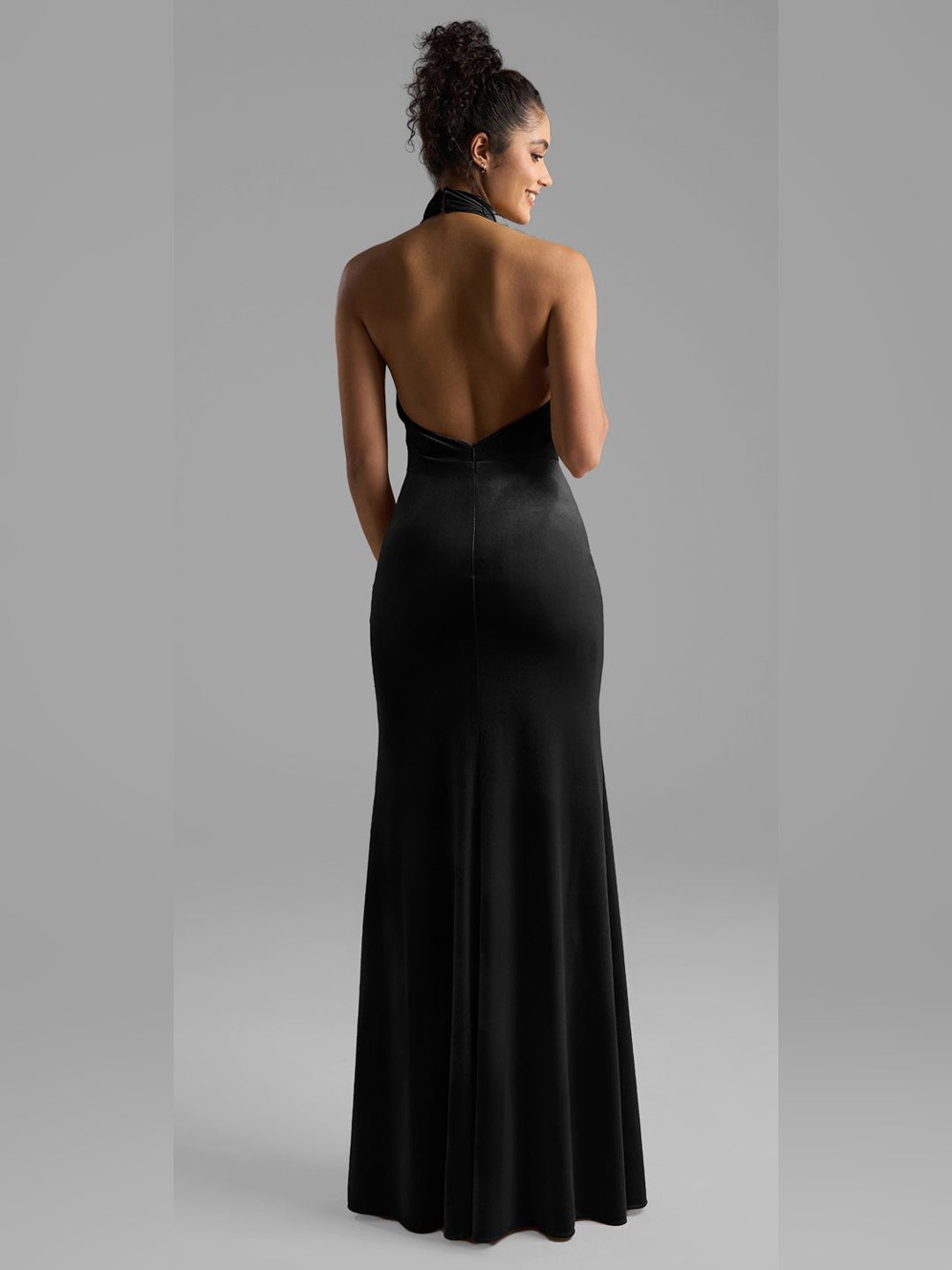 7MNST IVY Halter Neck Black Velvet dress