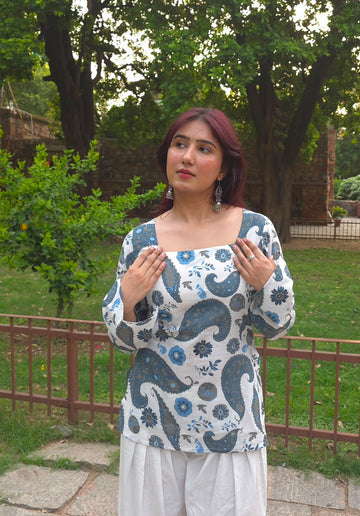 Roohi Printed Short Kurti [ Moon Petals ]