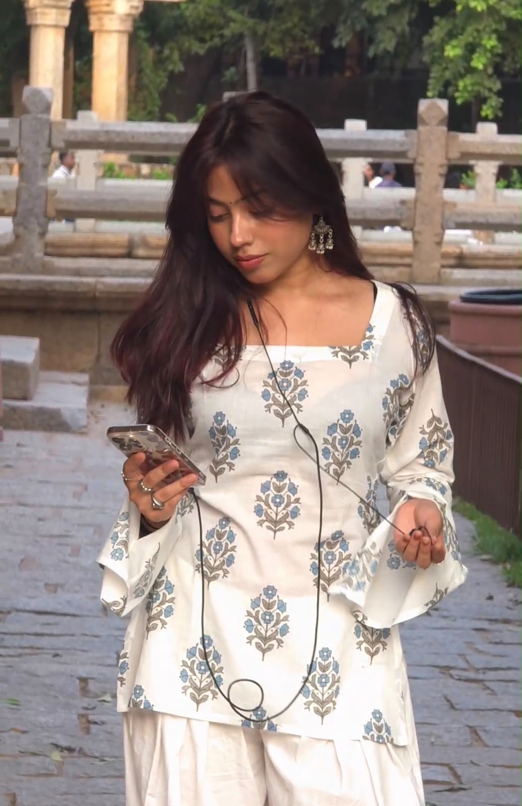 Roohi Printed Short Kurti [ Sky Blossom ]