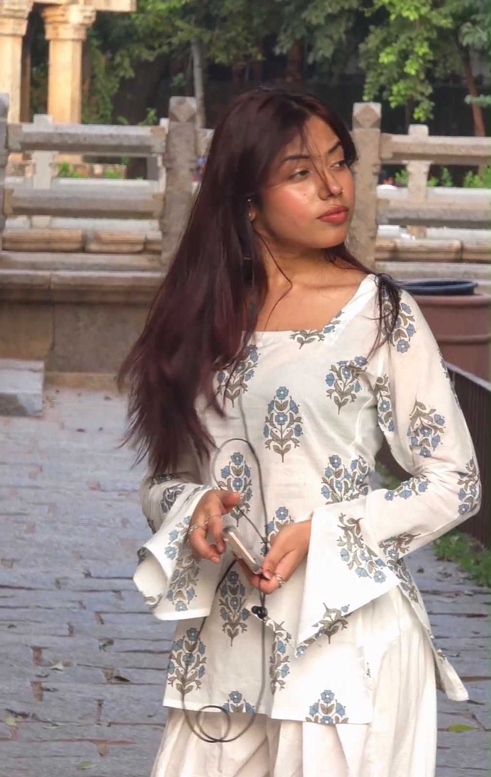 Roohi Printed Short Kurti [ Sky Blossom ]