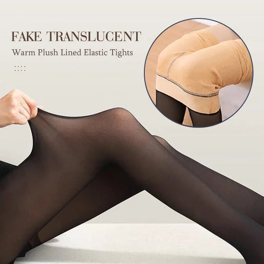 Flawless Legs Fake Translucent Warm Plush Lined Elastic Tights