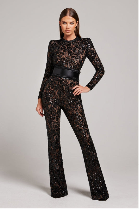 Bella Glitter Jumpsuit - Black