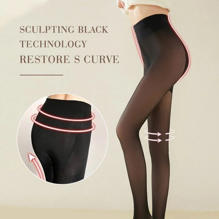 49% OFF-Flawless Legs Fake Translucent Warm Plush Lined Elastic Tights