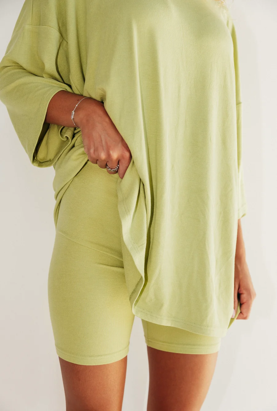 7MNST Cozy Chic Long Set Lime