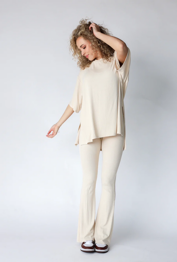 7MNST Cozy Chic Long Pant Set Oatmeal