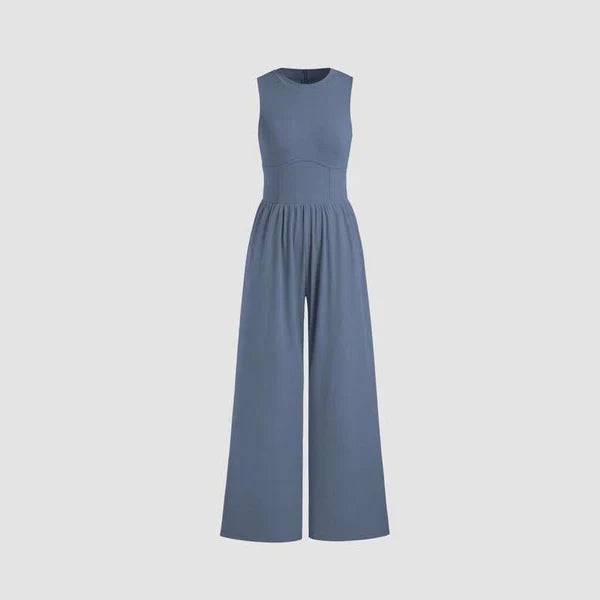 SOLID SLEEVELESS WIDE LEG JUMPSUIT