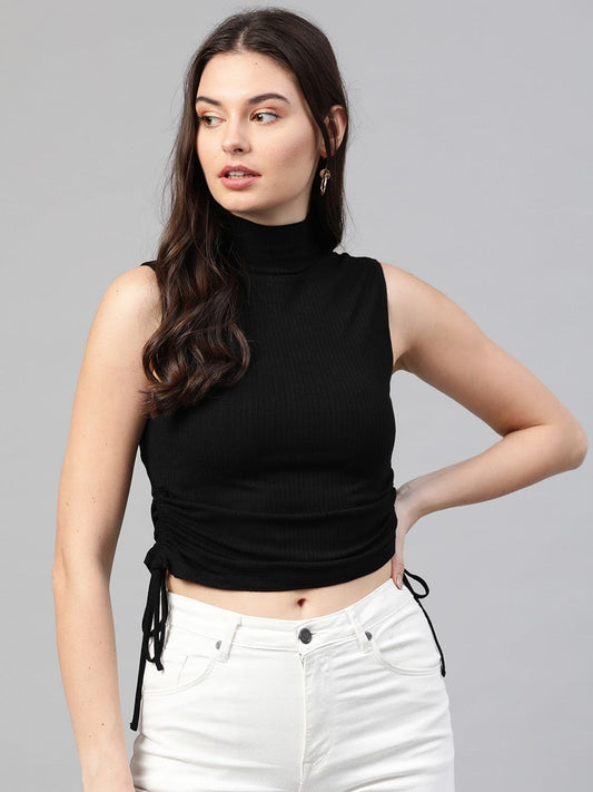 FMNST Black Ribbed Crop Top