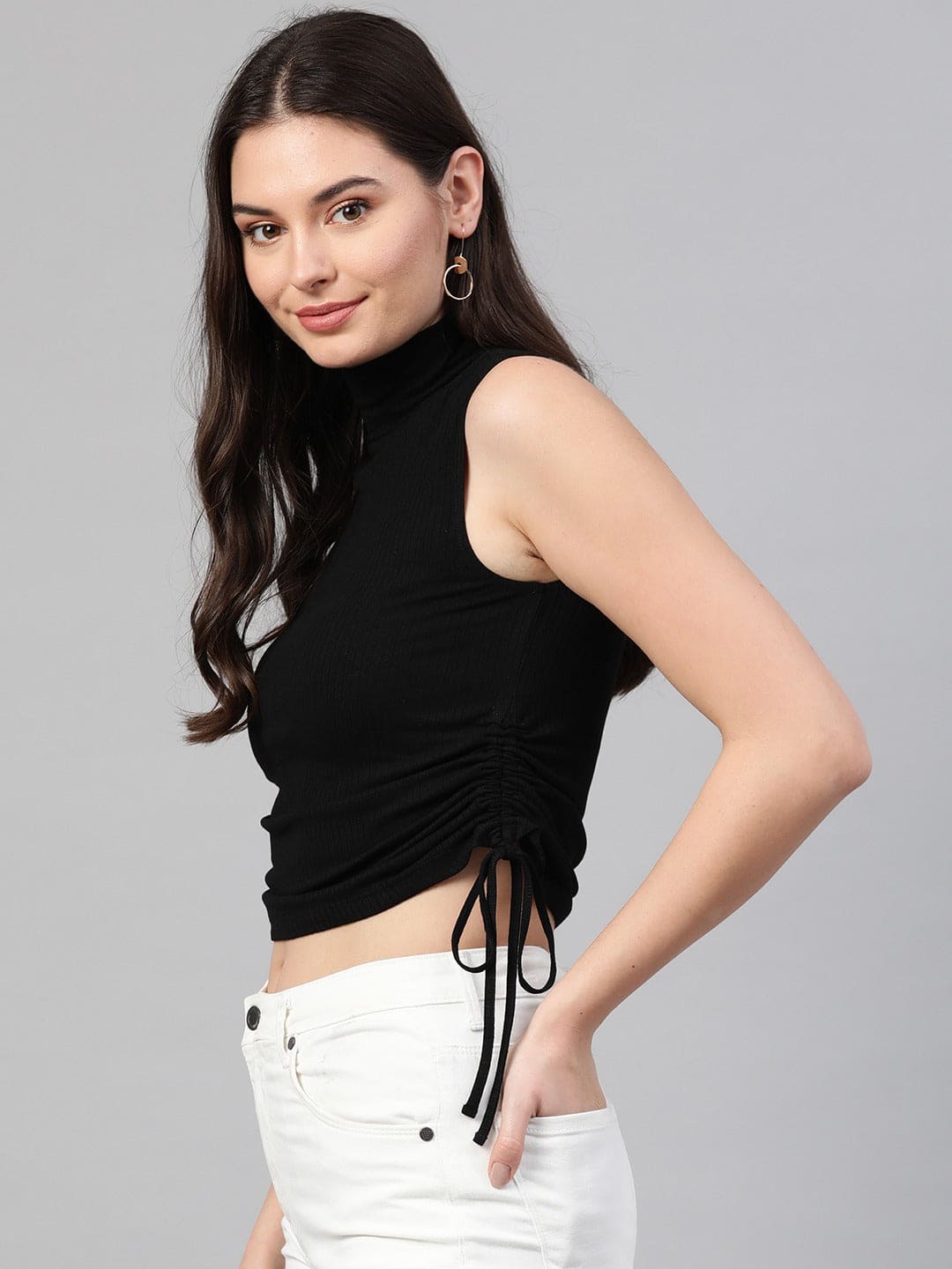 FMNST Black Ribbed Crop Top